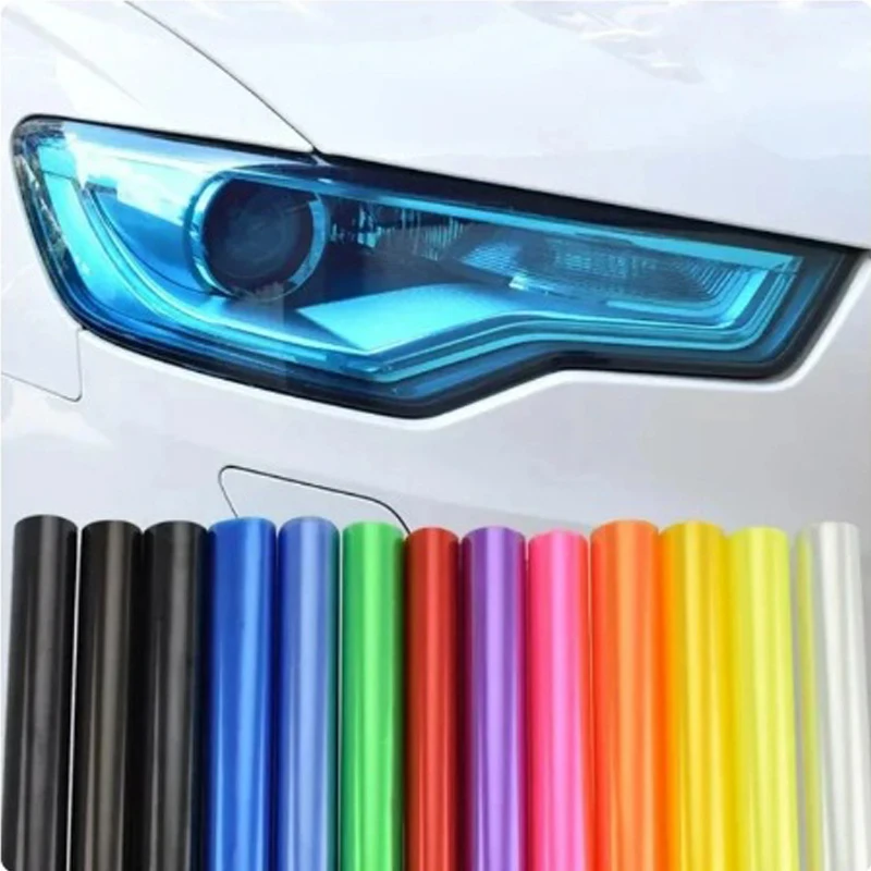 Car Headlight Protective Film PVC Color Changing Lamp Film Fog Lamp Sticker Self-Adhesive Tail Light Film Car Stickers 30x60cm