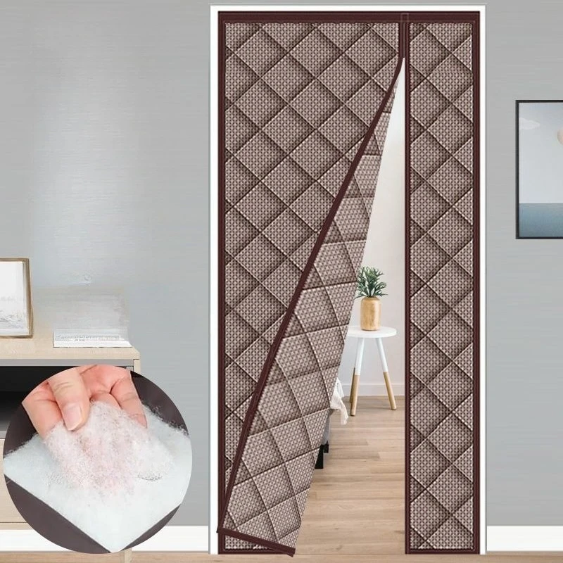 Winter Side Open Quilted Keep Warm Door Screen Curtain Thicken Windproof Partition Door Cover Magnetic No Punching Door Curtain