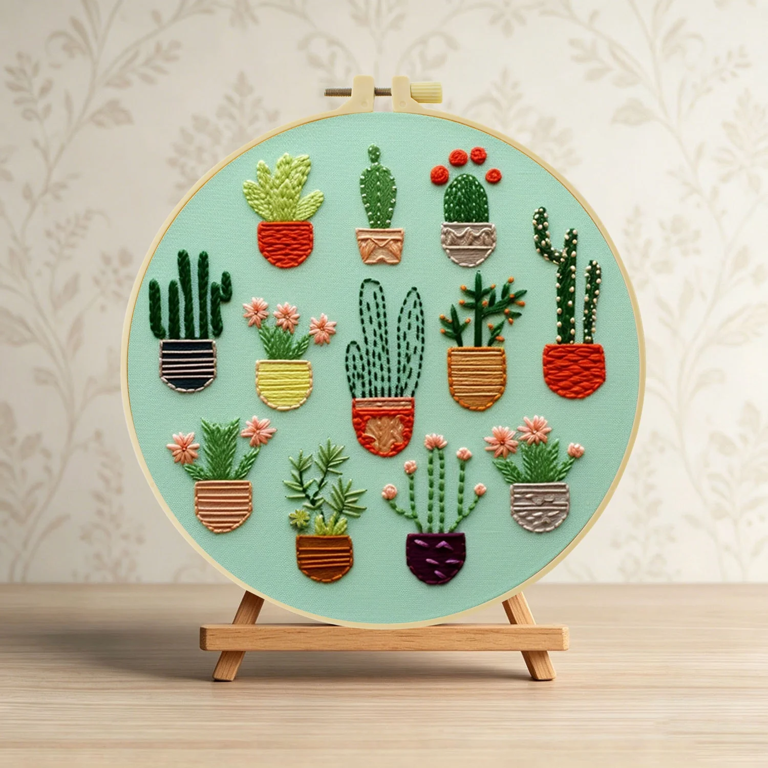 1 Stück DIY Stickerei-Material-Set für Anfänger, Stickerei-Starter-Kit, Kreuzstich-Kunst als Geschenk, Näh- und Bastelzubehör – Detail 4