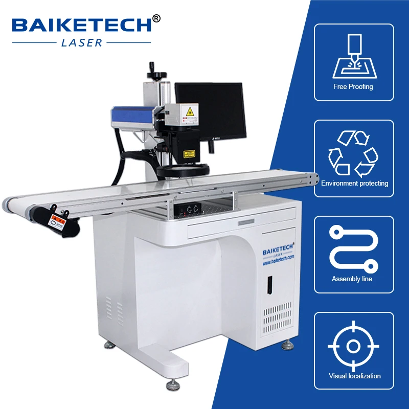 200W Desktop Conveyor Laser Marker, CCD Vision, High-Power Deep Engraving & Auto-Alignment for Heavy Metal Parts Batch Productio