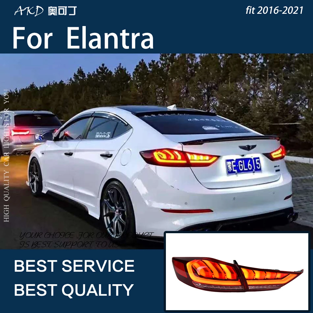 

Автомобильные фары для Elantra 2016-2021 светодиодный автоматический задний свет в сборе Модернизированный дизайн Genesis задний динамический сигнал лампа Инструмент Аксессуары