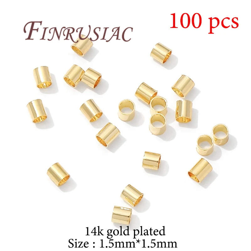 18K vergoldete Crimp-Perlen für die Schmuckherstellung, Crimp-Röhren-Endperlen, Drahtschutz für Schmuck, DIY-Zubehör