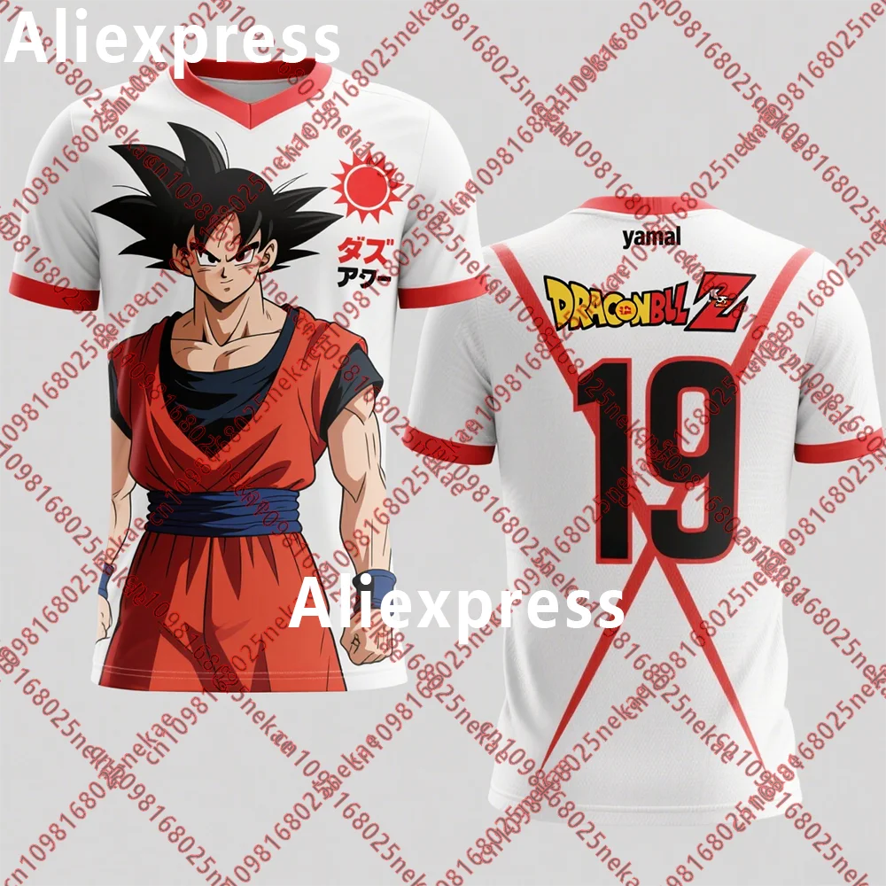 Camiseta de fútbol Yamal con temática de Dragon Ball Z Características en la parte delantera Goku Gráfico Back Shows DRAGON BALL Z Ideal para fanáticos del anime y del fútbol