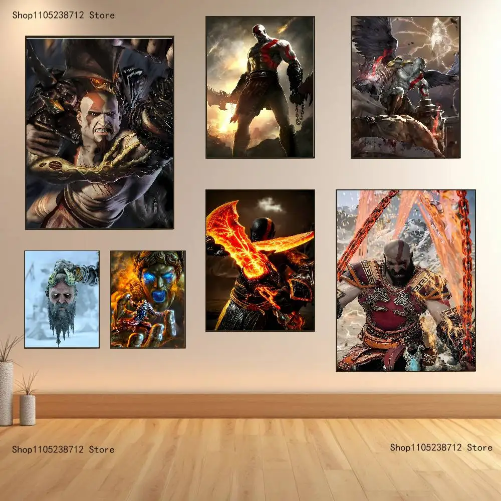 

Game K-Kratos G-Gods W-War Club Bar Paper Vintage Poster Wall Art Painting Bedroom Study Stickers