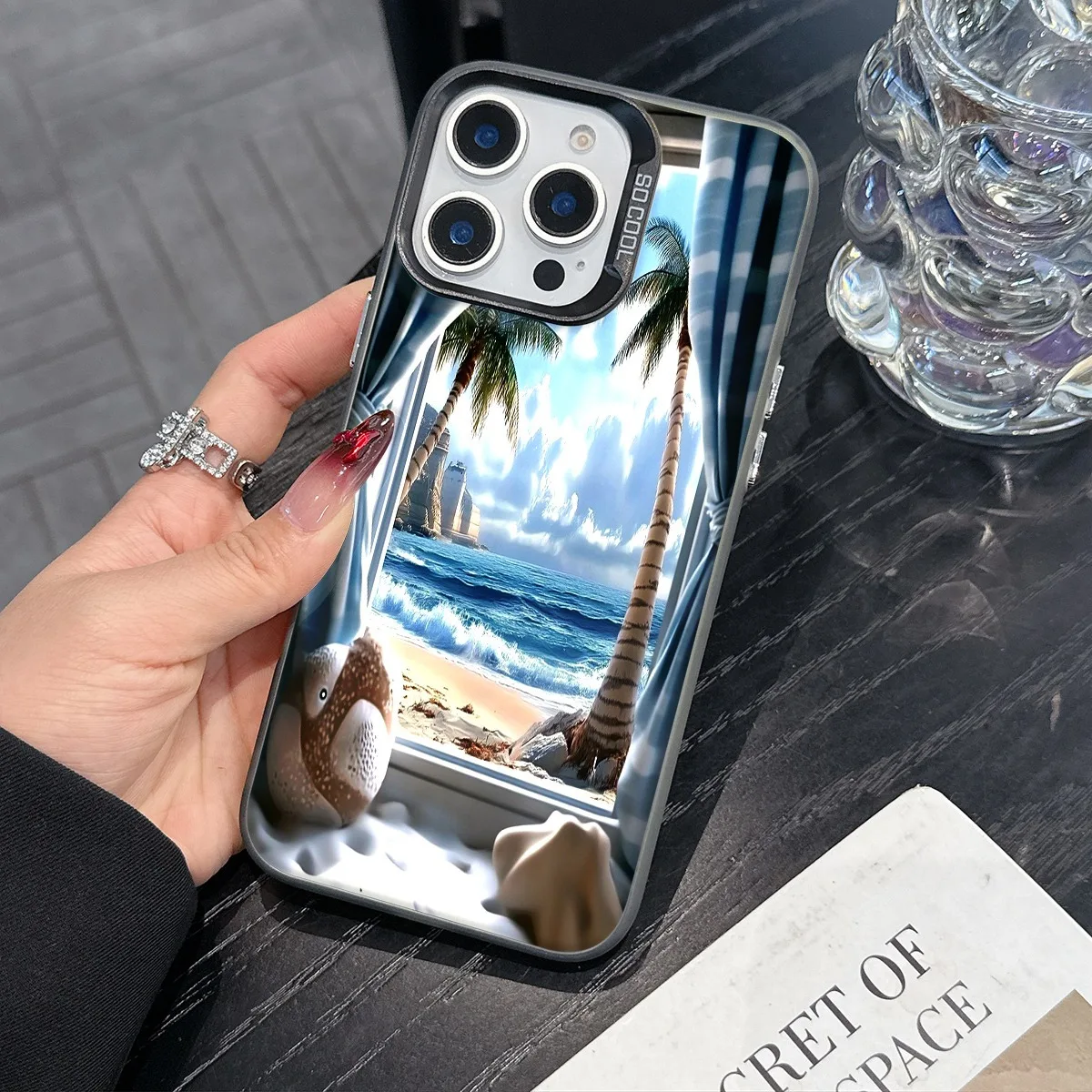 

Beach landscape design phone case for iPhone 16 15 14 13 12 11 Pro/ Max/Plus shock-proof rear cover anti-fingerprint
