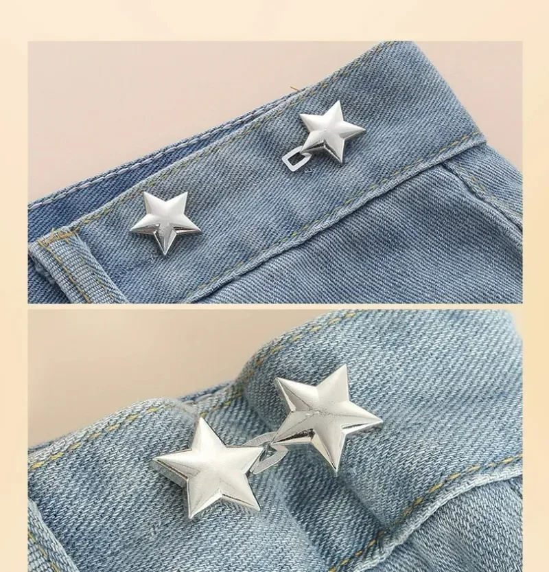 1 Pair Jeans Button Adjustable Clips for Pant Skirts Waist Tightener Buckle Snap Button Adjuster Pants Pin Retractable Button