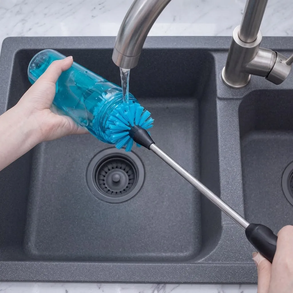Reusable Soft Bristle Bottle Cleaning Brush Flexible Long Handle Cleaner Kit for Stainless Steel Water Bottle Home Use