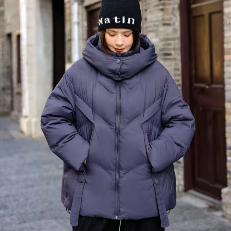 2025 Winter New Women's Down Jacket Commuting Windproof Hooded Goose Down Warm Jacket