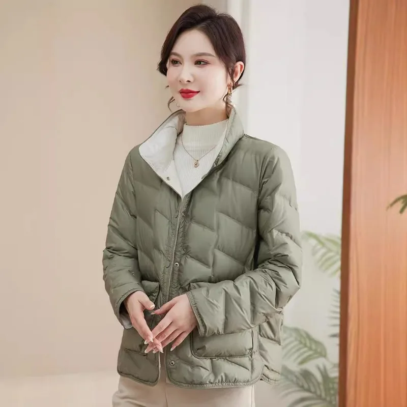 Lightweight Luxury Jackets female korean slim fit Down Coat Women's 2025 Winter fashion stand collar Down Coat Windproof