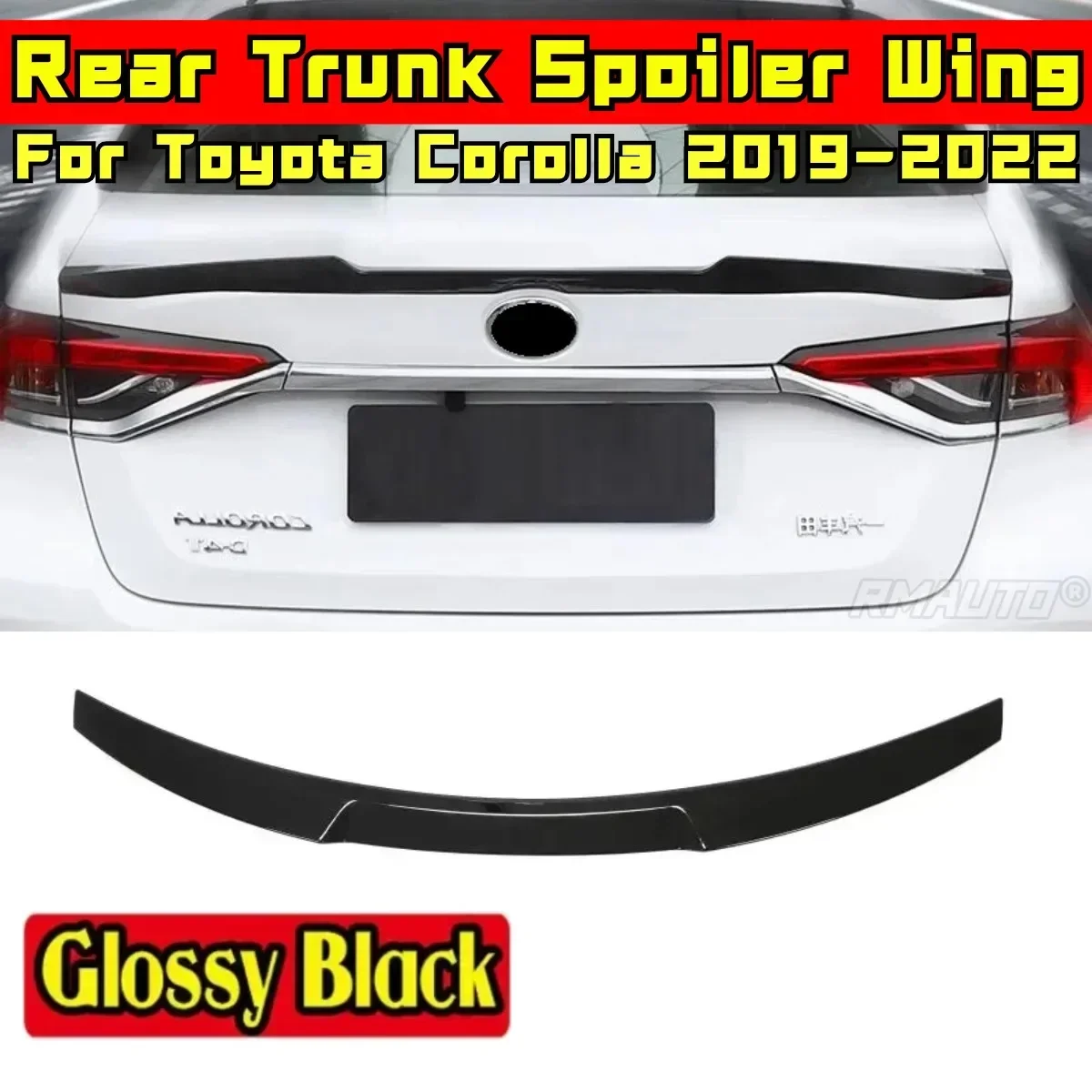 For Toyota Corolla Sedan 2019 2020 2021 2022 Rear Spoiler Wing Modification Part ABS Plastic Car Rear Roof Spoiler Exterior Part