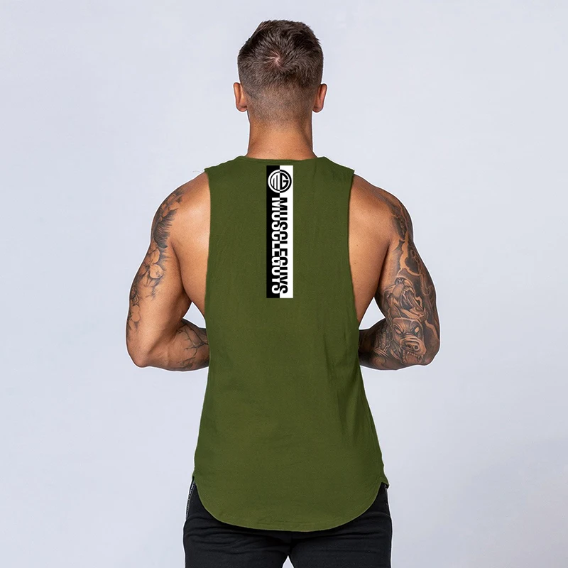 

New Fashion Casual Sleeveless Print Men T-shirt Summer Breathable Cotton Gym Fitness Cool Feeling Tank Tops Hip Hop Streetwear