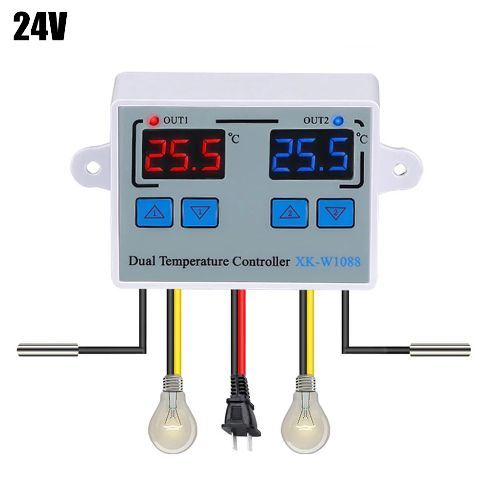 Controlador de temperatura do termostato digital XKW1088 com saída de relé duplo Controle de temperatura preciso feito fácil