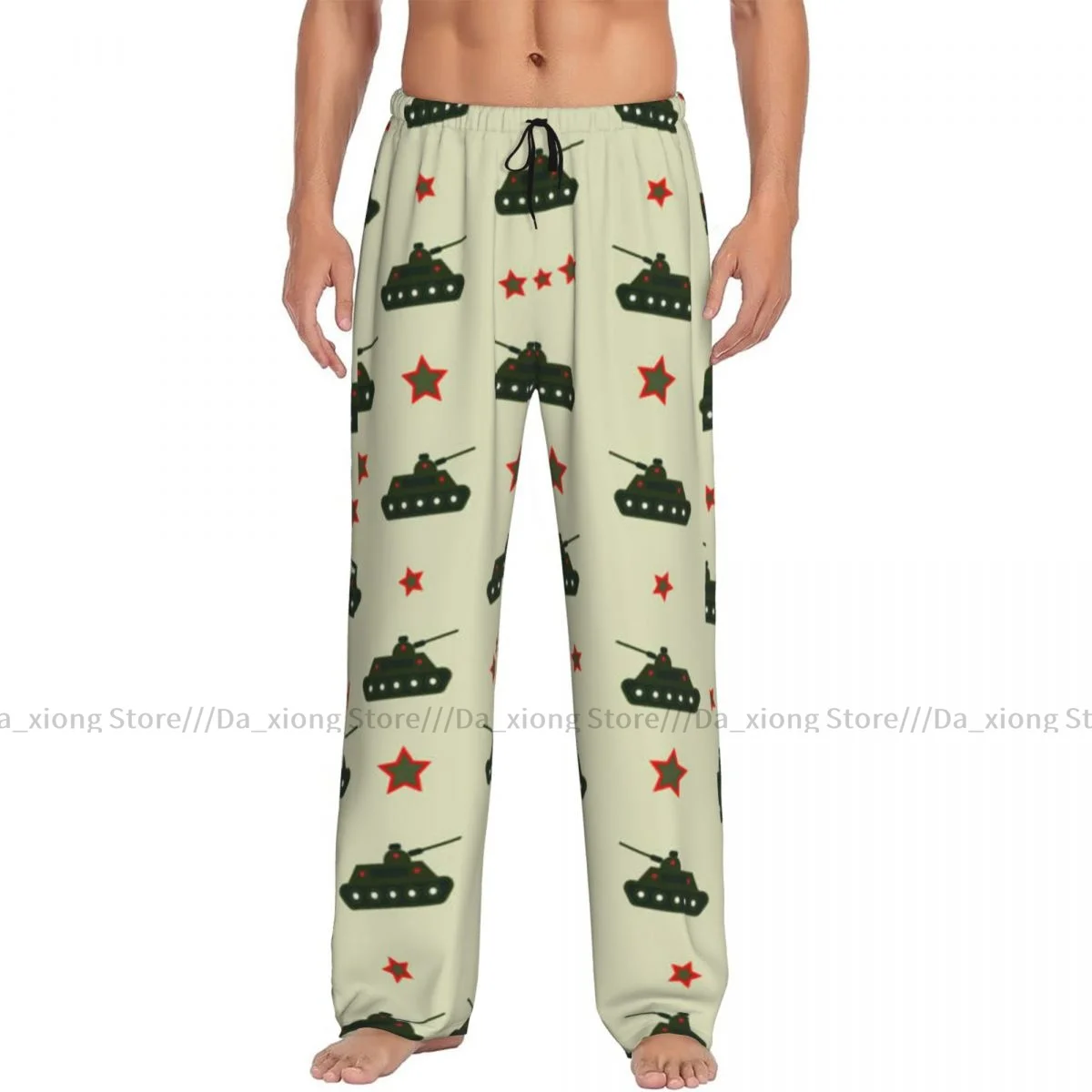 Tank Pattern Mens Pajamas Pyjamas Pants Lounge Pants Sleep Bottoms