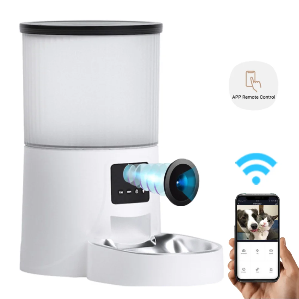 

Tuya Wifi Auto Automatic Pet Cats Food Feeder Dog Cat Smart Wifi Automatic Pet Food Feeder With Wifi Camera