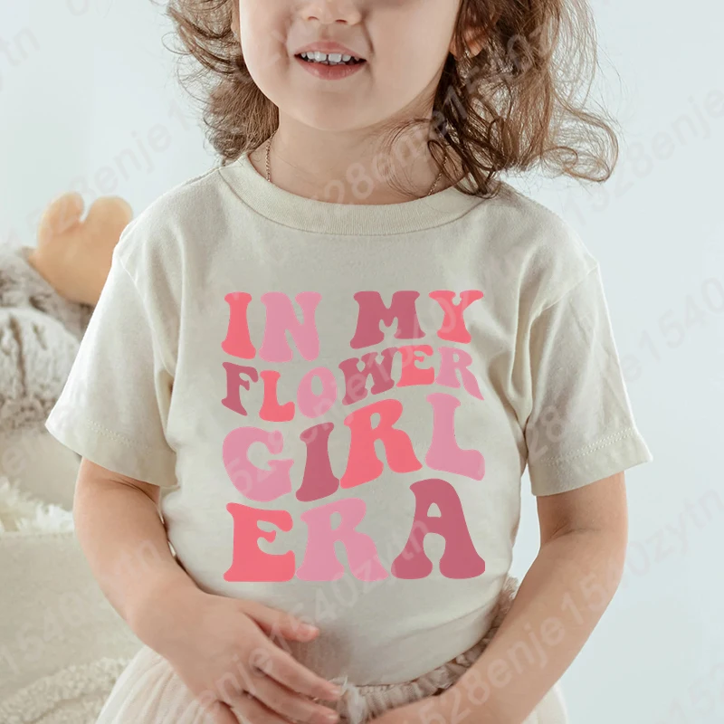 

Summer Cute Cartoon In My Flower Girl Era Print T-shirt for Children Boys Short Sleeve Round Neck Tops Fashion Tees