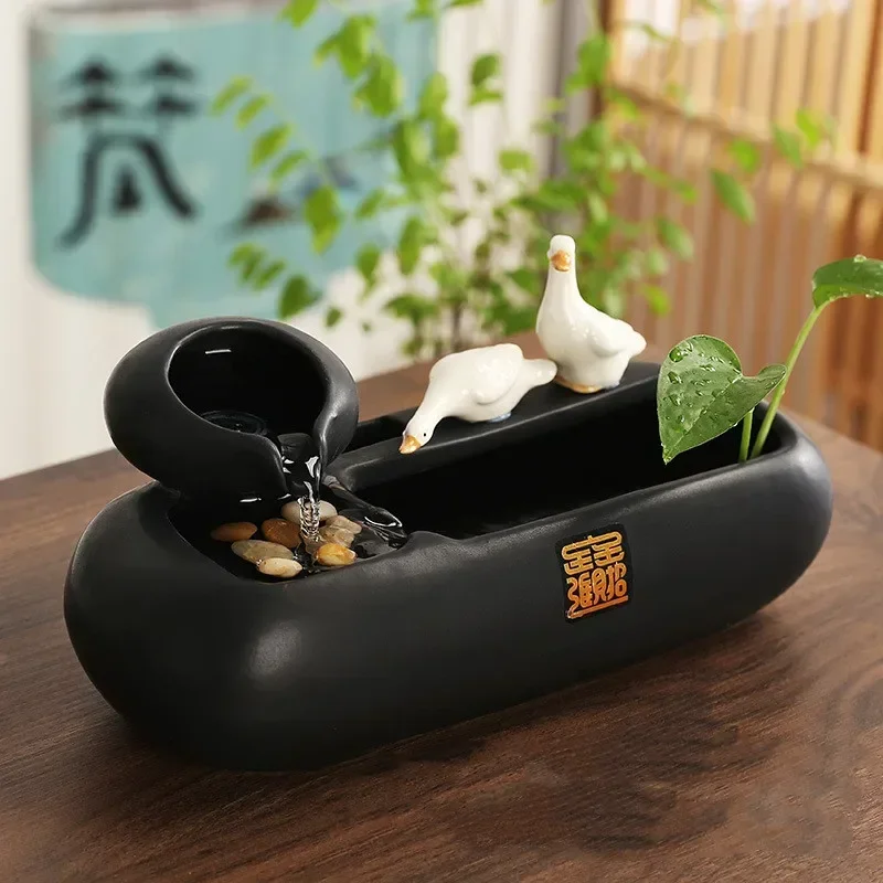 Ceramic Desktop Waterfall Cat Fountain Pottery Dog Water Fountain Dog Bowl Cat Accessories Pet Water Fountain Drinker for Cats