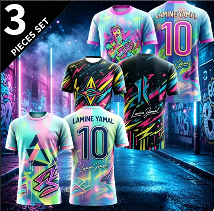 3D printed lightning pattern T-shirt street trend hip-hop style casual sports breathable quick drying sports top
