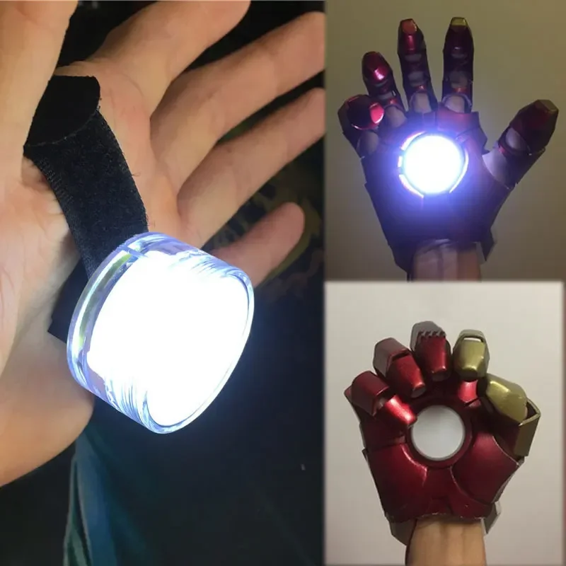 Cosplay Accessories Modified Props DIY LED Glow Controlled Light White for Tony Stark Hand Lamp Glove Palm Lights CR2032