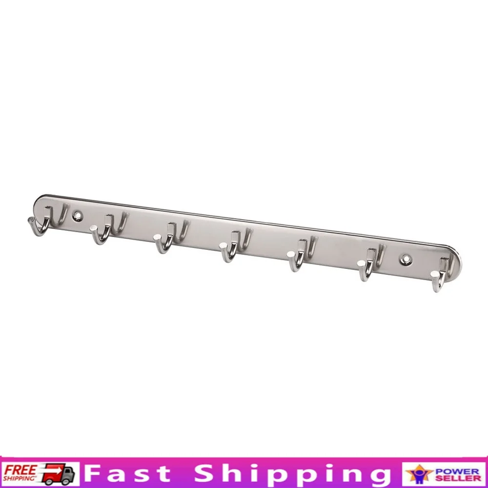 

Настенный крючок из нержавеющей стали, вешалка для пальто, шапки, шарфы, галстуки, сумки, органайзер для одежды, в комплект входит крепежные винты, устойчивые к ржавчине, 7 крючков