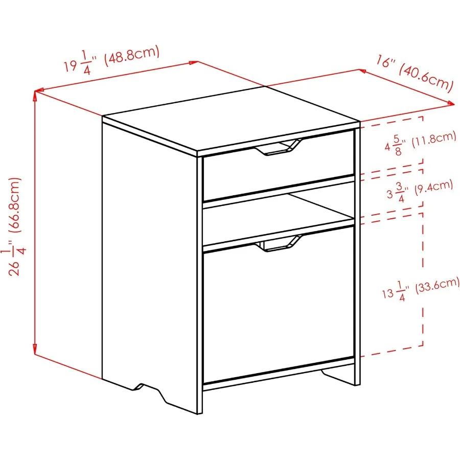 Charcoal Gray File Storage Cabinet with Drawers & Open Shelves, 19.2"W x 15.9"D x 26.3"H