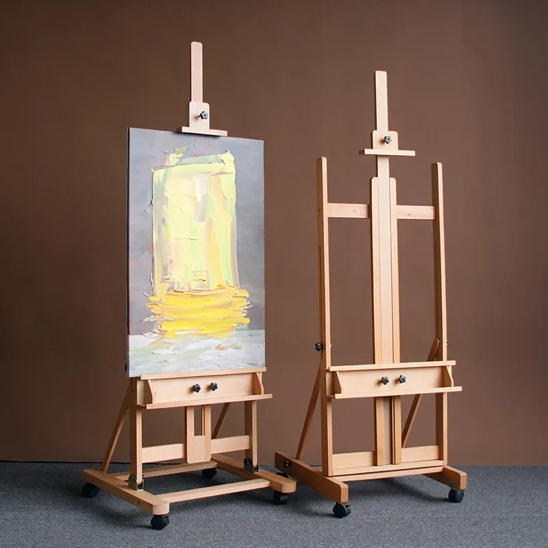 Special Solid Wood for Art Students Foldable Lifting Floor Sketch Easel Oil Painting Easel Advertising Display KT Board Rack