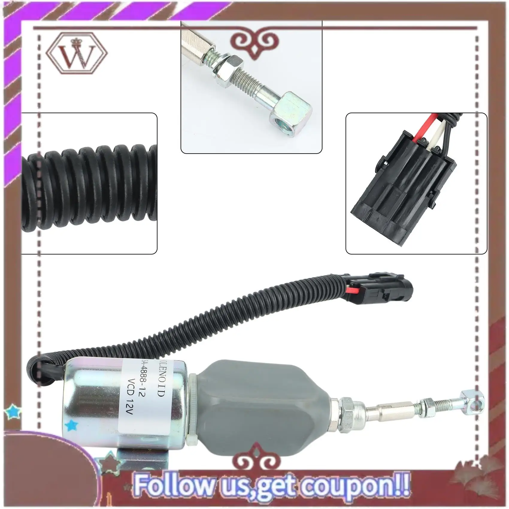 

A57E-Fuel Shutoff Solenoid Stop Solenoid 12V SA-4818-12 SA-4888-12 1752ES-12E7UC3B1S1