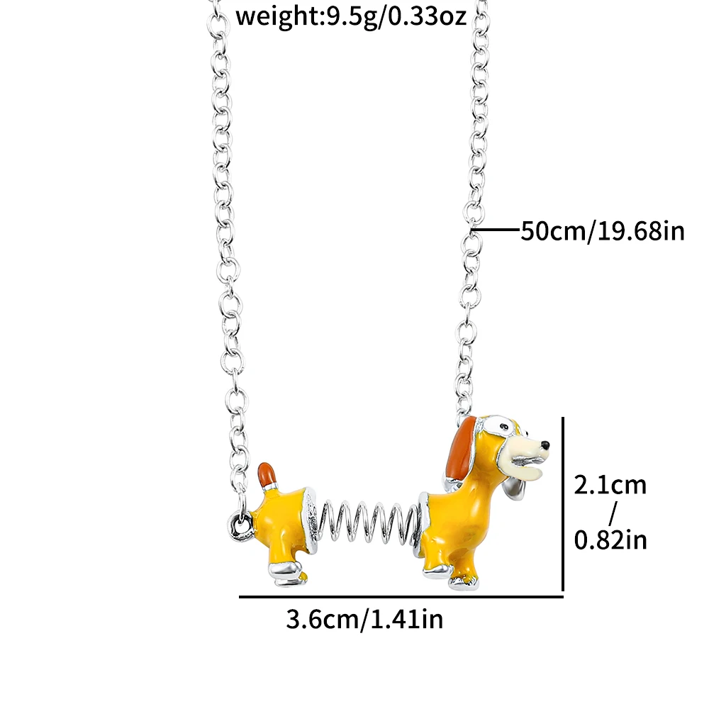 Fashion Children's Fun Creative Slinky Dog Necklace Cartoon Simple and Personalized Cute Pendant Dog Collar Chain Gift