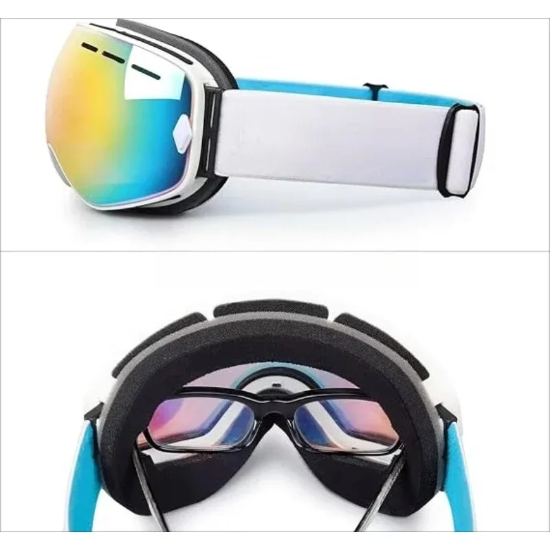 Men's Removable Spherical Lenses Ski Goggles Helmet Anti-Fog Laser Engraved Silicone Snow Goggles