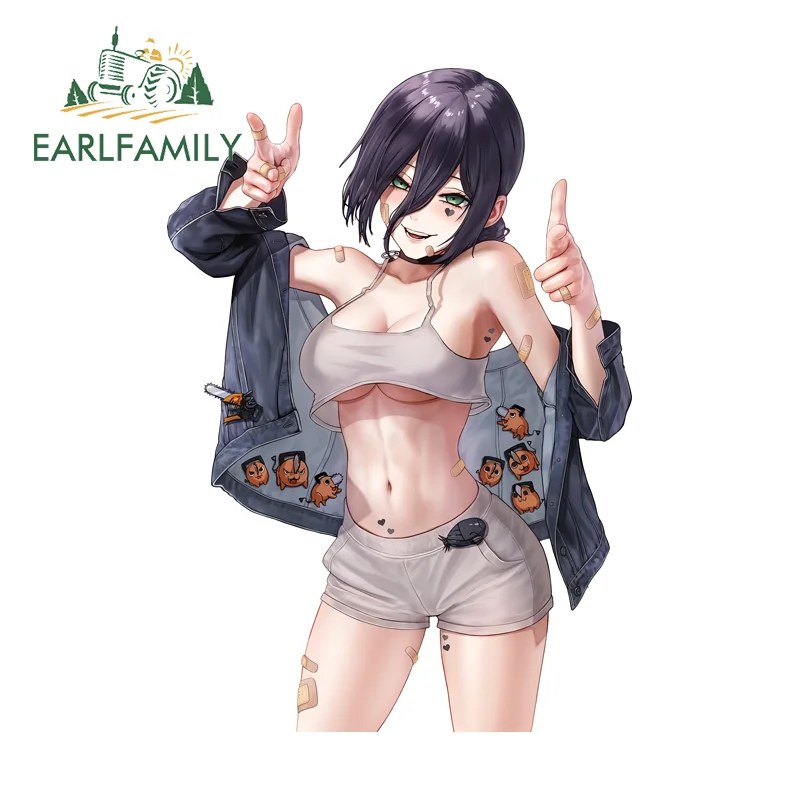 

EARLFAMILY Reze Наклейки и декоративные элементы для автомобиля с юмористическими персонажами, 3D ПВХ наклейка на дворник и багажник, подходят для самостоятельного украшения автомобиля, автомобильные аксессуары