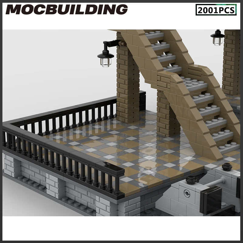 Moc Building Blocks Train Station Platform Transportation Hub Railroad Track DIY Bricks Urban Landscape Series Birthday Gifts