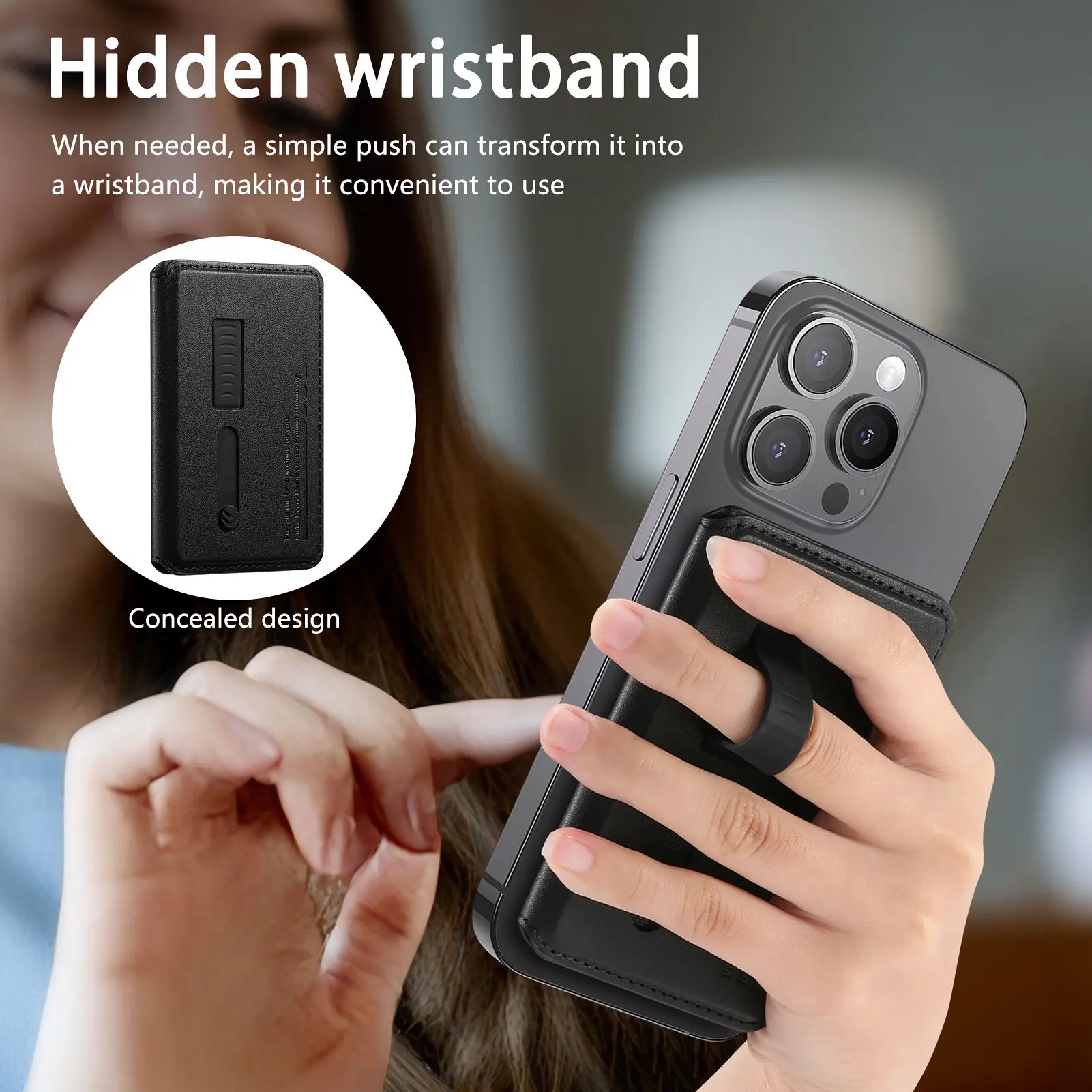 Starke magnetische Leder-Geldbörse mit verstecktem Ständer für Magsafe für iPhone 17 16 Pro Max 15 Plus 14 13 Kartenhalter-Taschenabdeckung – Detail 8