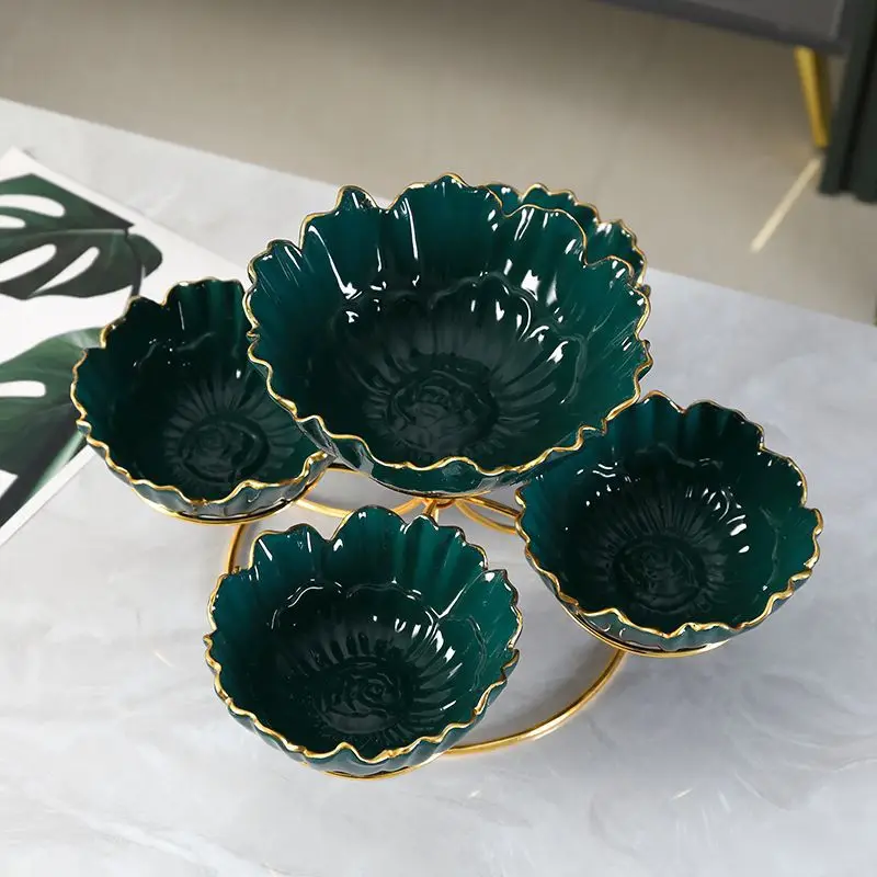 

Rotating fruit plate, home living room, light luxury high-end ceramic fruit plate, exquisite Internet celebrity