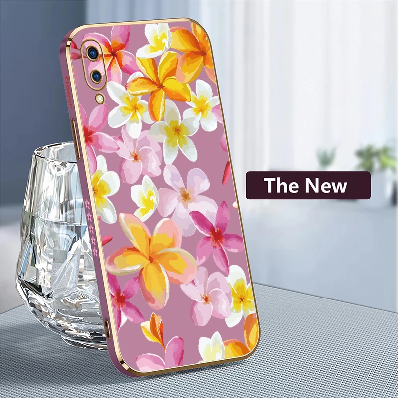 حافظة لهاتف Vivo Y22S Y27 Y28 Y50 Y51A Y30 Y31 2021 Y30 Y33S Y35 Y36 غطاء طباعة فاخر مقاوم للصدمات على شكل زهرة