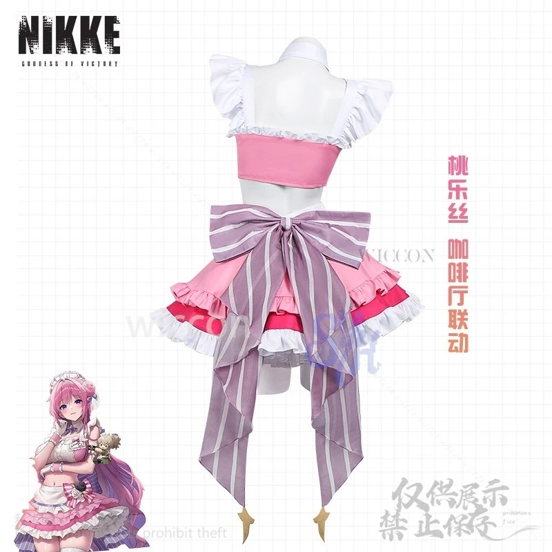 Аниме-игра NIKKE: Богиня Победы, косплей, Дороти Доро, костюм кофейной горничной, каваи, розовое платье с оборками и бантом, торт, Хэллоуин