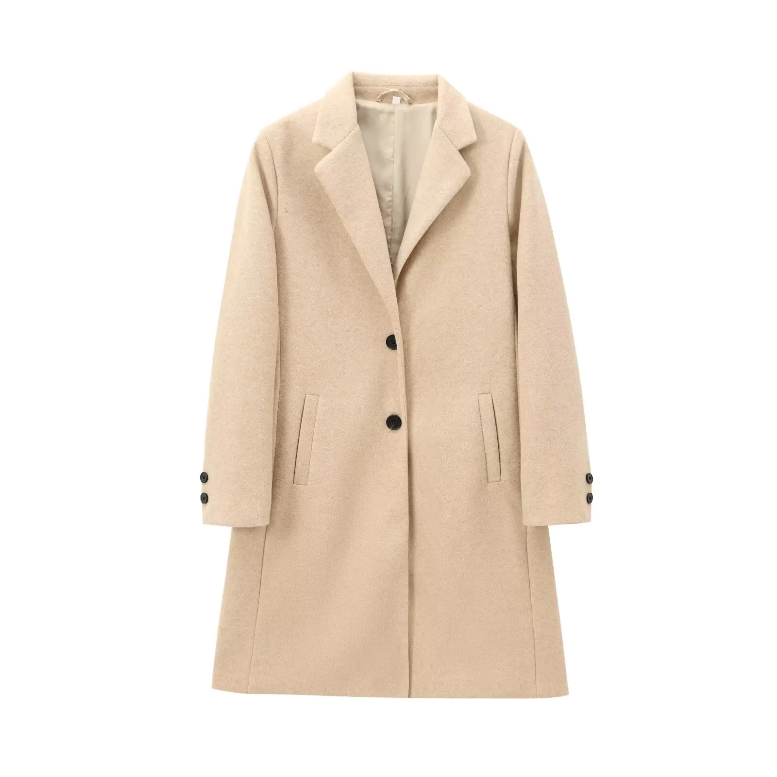 JNLEAOG 부드러운 소재 긴 소매 턴다운 칼라 코트 새로운 가을 여성 디자인 아우터웨어 스트리트 스타일 폴리에스터 섬유