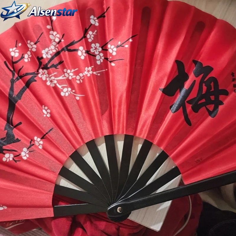 Plum Blossom Tai Chi Fan Genuine Plastic Bone Tai Chi Kung Fu Show Fans Dance Performance Props National Style China-Chic Fans