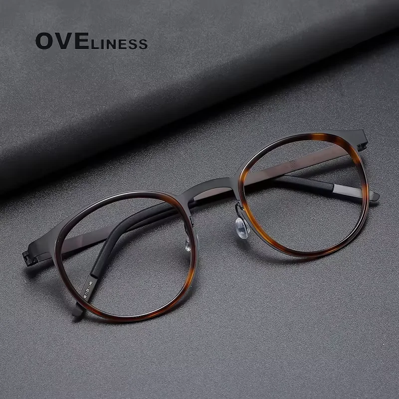 

Acetate Titanium Eyewear Screwless Design Round Glasses Frame Men women Eyeglasses frames eyewear Ultralight spectacles