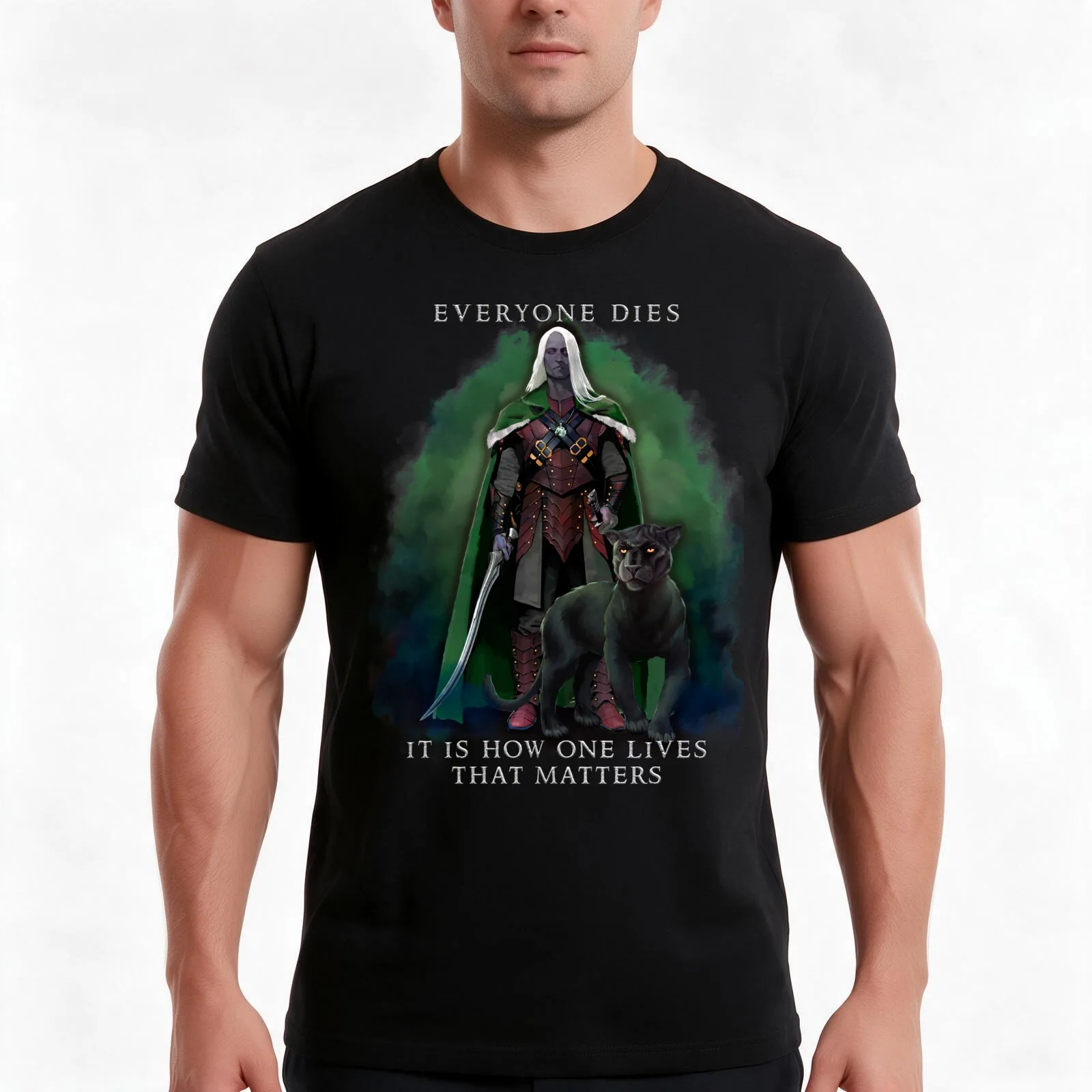 Drizzt Do'Urden Drow Fighter 138 T-Shirt, Summer Casual Cotton Tee, Oversized Streetwear Tops, Vintage Graphic Print