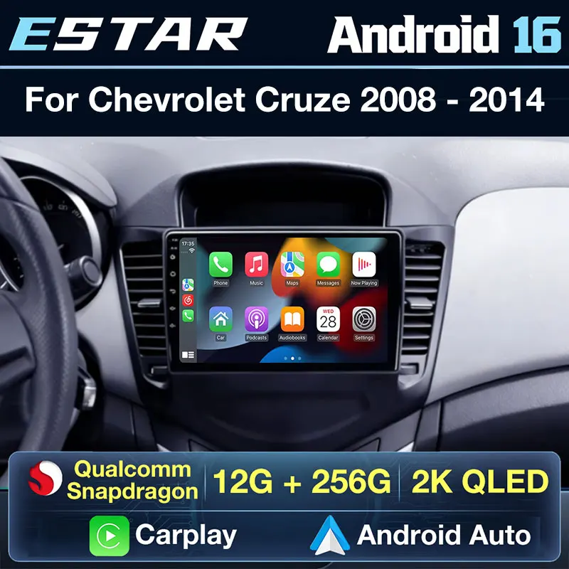 Wireless Carplay Android 16 For Chevrolet Cruze J300 2008 - 2014 Car Radio GPS 2din Head Unit Octa Core Stereo QLED 2K Screen BT