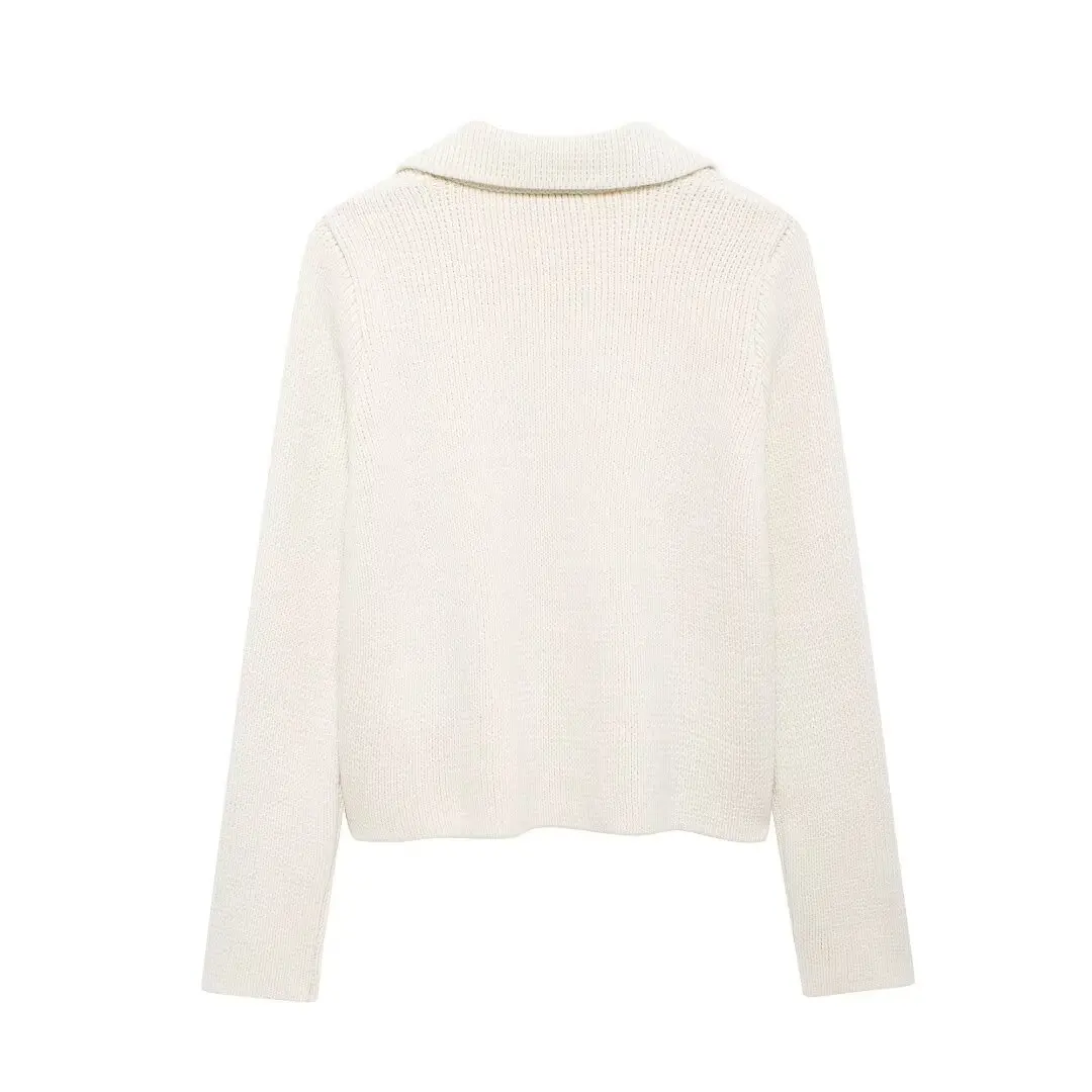 Tangada 2024 Women Elegant White Cardigan Sweaters Buttons Long Sleeve Female Jumper BE0342