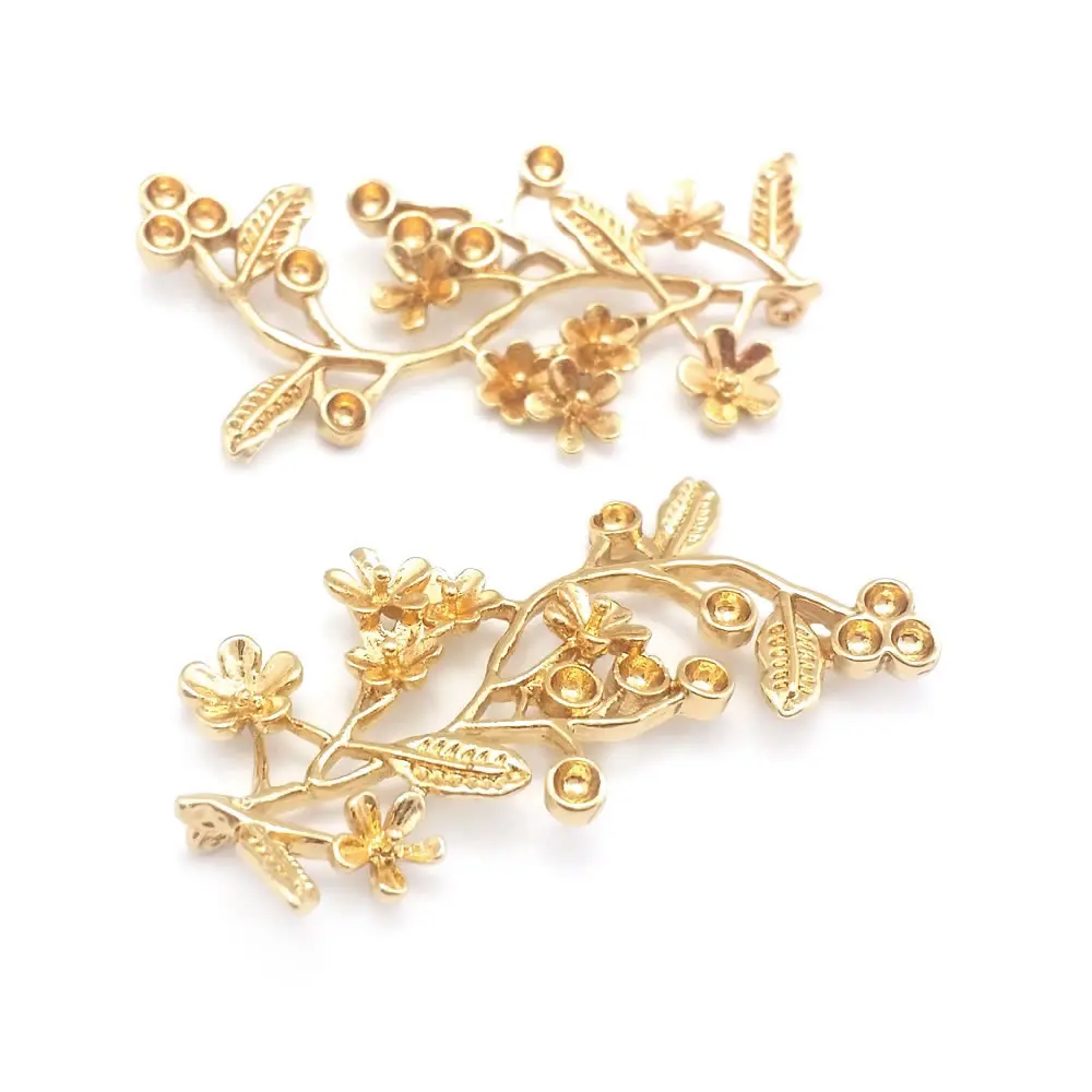 6PCS 21x41MM High Quality Champagne Gold Color Brass Tree Branches Charms Pendants Jewelry Making Diy Findings Accessories