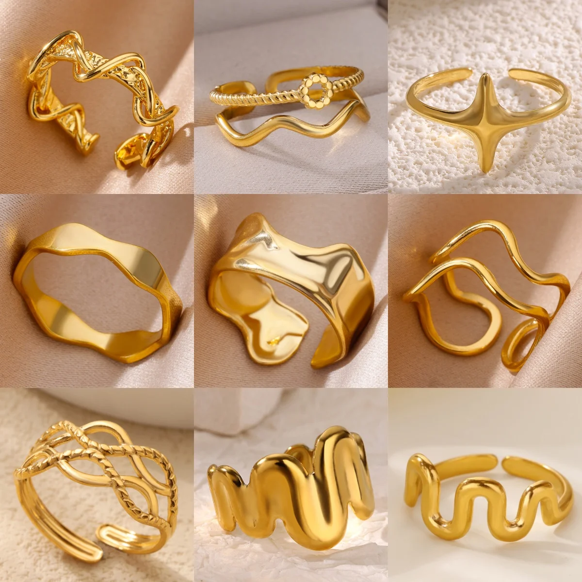 טבעת פלדת אל-חלד עם ציפוי זהב לנשים, טבעת אצבע מתכווננת, מגמות תכשיטים חדשות לשנת 2025