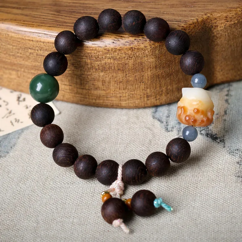 وصول جديد: سوار العود الأصلي بودي الجذر تسعة الذيل الثعلب الثقافي قطعة أثرية الحب تحت عنوان النمط الصيني حبة سوار