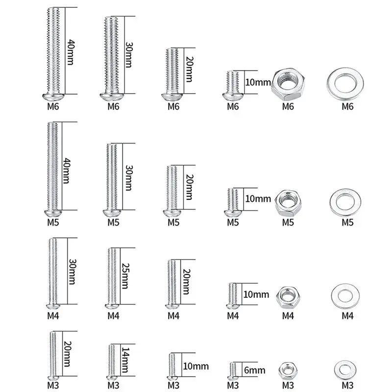 SYW-Round Head Bolts And Flat Washers Included In 1080 Pcs Screws Bolts And Nuts Assortment Kit, Metric Machine Screw Set