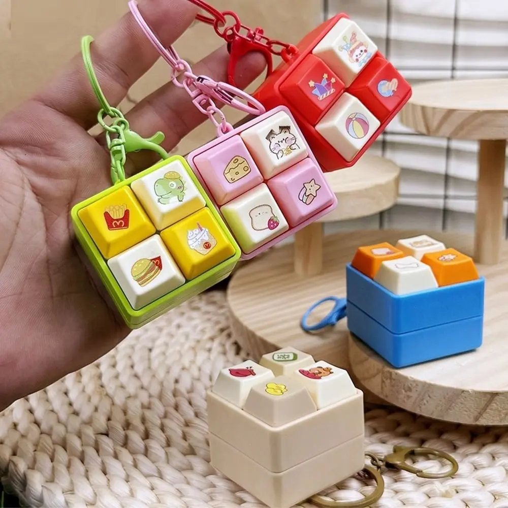 Relaxing Cartoon Fidget Keychain Keys Button DIY Keyboard Finger Keyboard Caps Keycap Relief Stress Pinch Toy