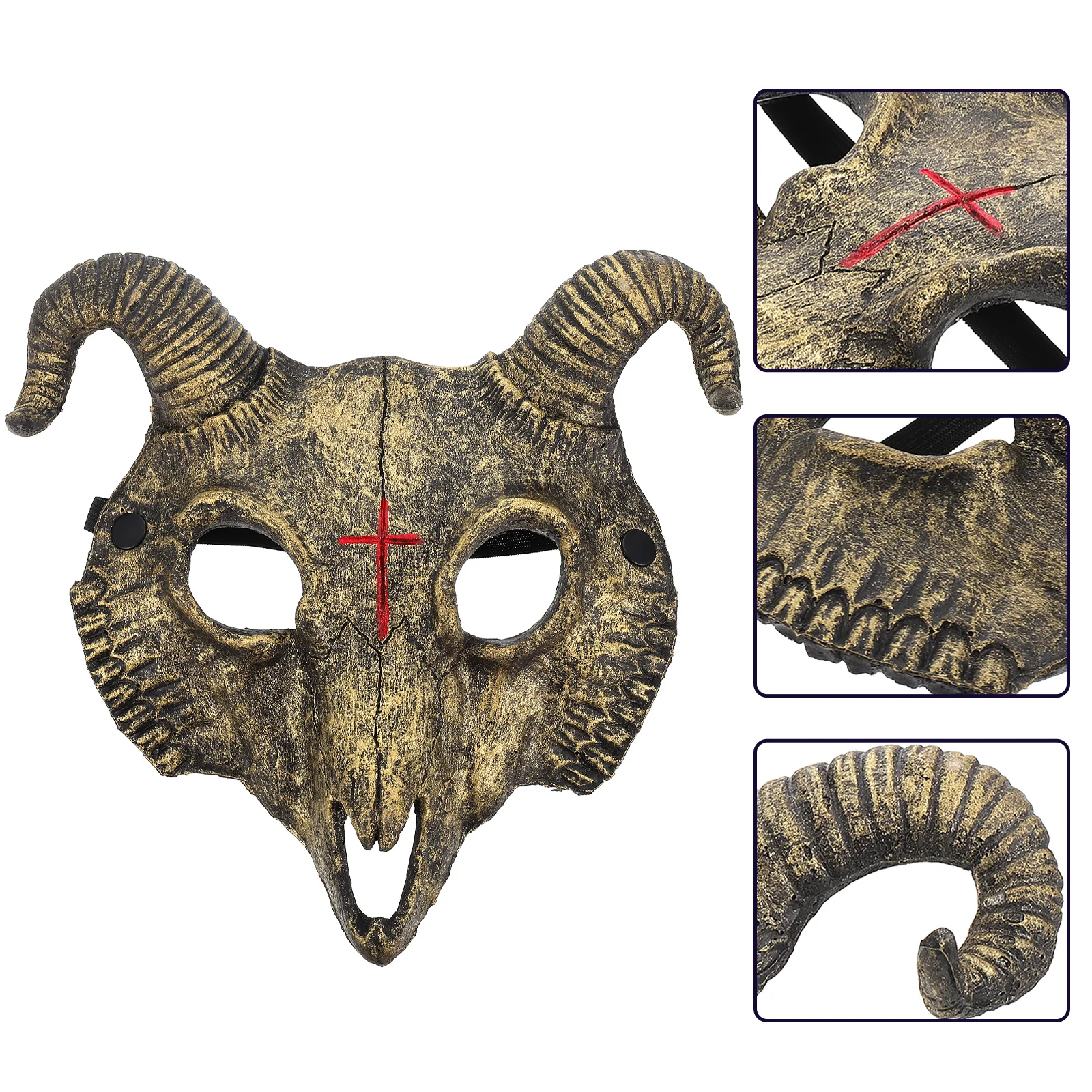 

Skull Facial Decoration Animal Head Mask Halloween Face Wreath Costume Interesting Pu for Party