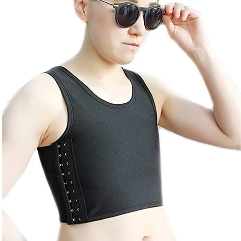 HaleyChan Damen Brustbinder Tomboy Trans Lesben Buntes Mesh Plus Size Kurzes Tank Top FTM Korsett Top Crop Top Damen Weste