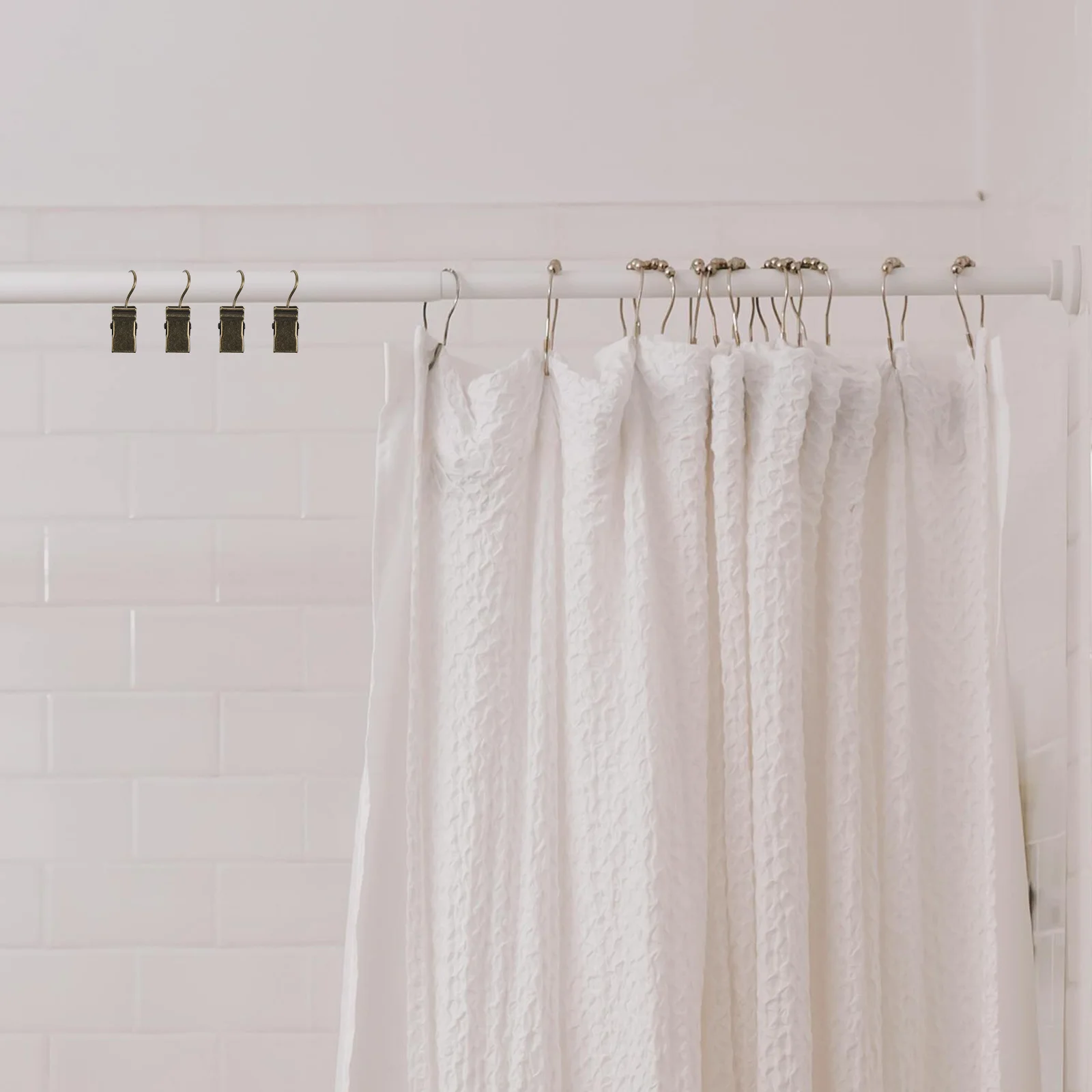 

25Pcs Shower Curtain Clips Iron Hanging Hooks Adjustable Width Multipurpose Bathroom Outdoor Camping Awning Light Clips