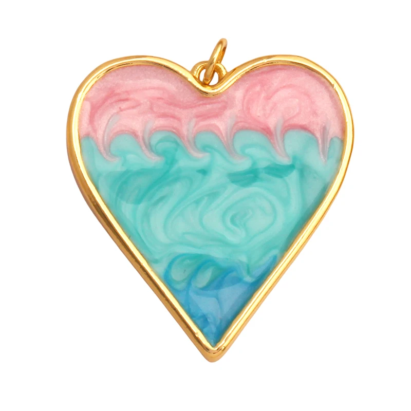 Mode Bunte Zirkon Brenn Liebe Herz Charm Anhänger, Echt 18K Gold Überzogene Halskette Armband DIY Handgemachten Schmuck Liefert S26 – Detail 4