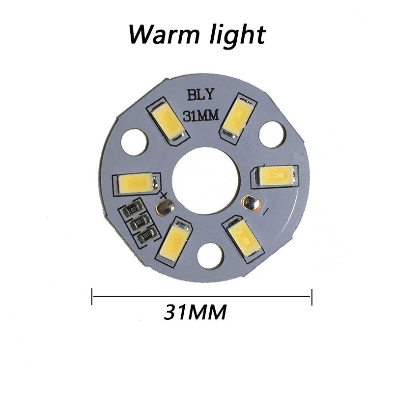 High Brightness LED SMD5730 DC3-5V Color Lamp Bead Light Board Bulb Round Transformation Light Source Dia 32MM White Warm Light.